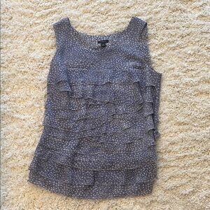 Ann Taylor Layered Ruffle Blouse - Blue Gray